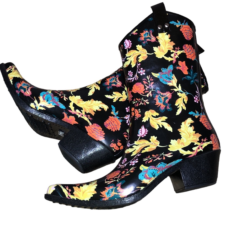 Nomad Yippy Western Cowboy Pointed Toe Floral Rain Boots Sz 11 - Picture 12 of 14